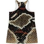 Brown And Black Snakeskin Print Women's Racerback Tank Top