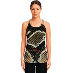 Brown And Black Snakeskin Print Women's Racerback Tank Top