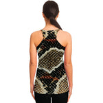 Brown And Black Snakeskin Print Women's Racerback Tank Top