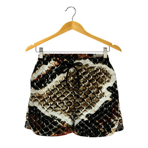 Brown And Black Snakeskin Print Women's Shorts