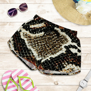 Brown And Black Snakeskin Print Women's Shorts