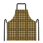 Brown And Tan Houndstooth Pattern Print Apron