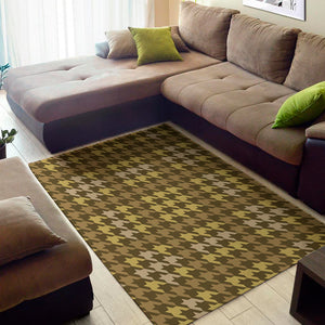 Brown And Tan Houndstooth Pattern Print Area Rug