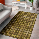 Brown And Tan Houndstooth Pattern Print Area Rug