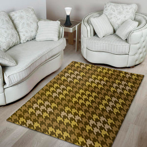 Brown And Tan Houndstooth Pattern Print Area Rug