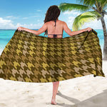 Brown And Tan Houndstooth Pattern Print Beach Sarong Wrap