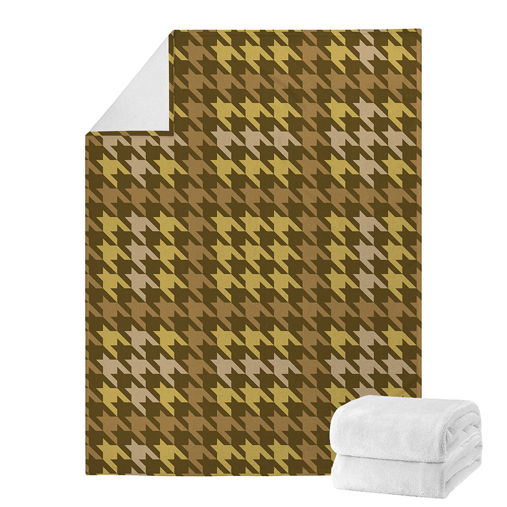 Brown And Tan Houndstooth Pattern Print Blanket