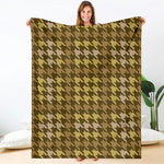 Brown And Tan Houndstooth Pattern Print Blanket