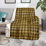 Brown And Tan Houndstooth Pattern Print Blanket