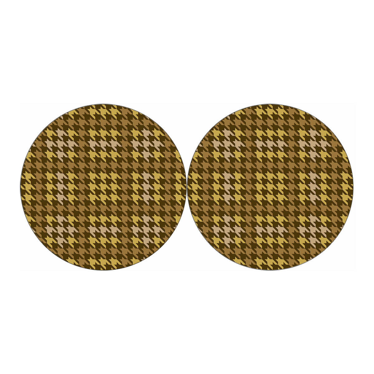 Brown And Tan Houndstooth Pattern Print Car Coasters