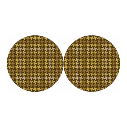 Brown And Tan Houndstooth Pattern Print Car Coasters