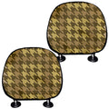 Brown And Tan Houndstooth Pattern Print Car Headrest Covers