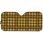 Brown And Tan Houndstooth Pattern Print Car Sun Shade