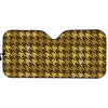 Brown And Tan Houndstooth Pattern Print Car Sun Shade