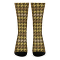 Brown And Tan Houndstooth Pattern Print Crew Socks