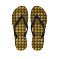 Brown And Tan Houndstooth Pattern Print Flip Flops