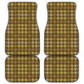Brown And Tan Houndstooth Pattern Print Front and Back Car Floor Mats