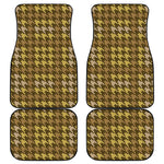Brown And Tan Houndstooth Pattern Print Front and Back Car Floor Mats