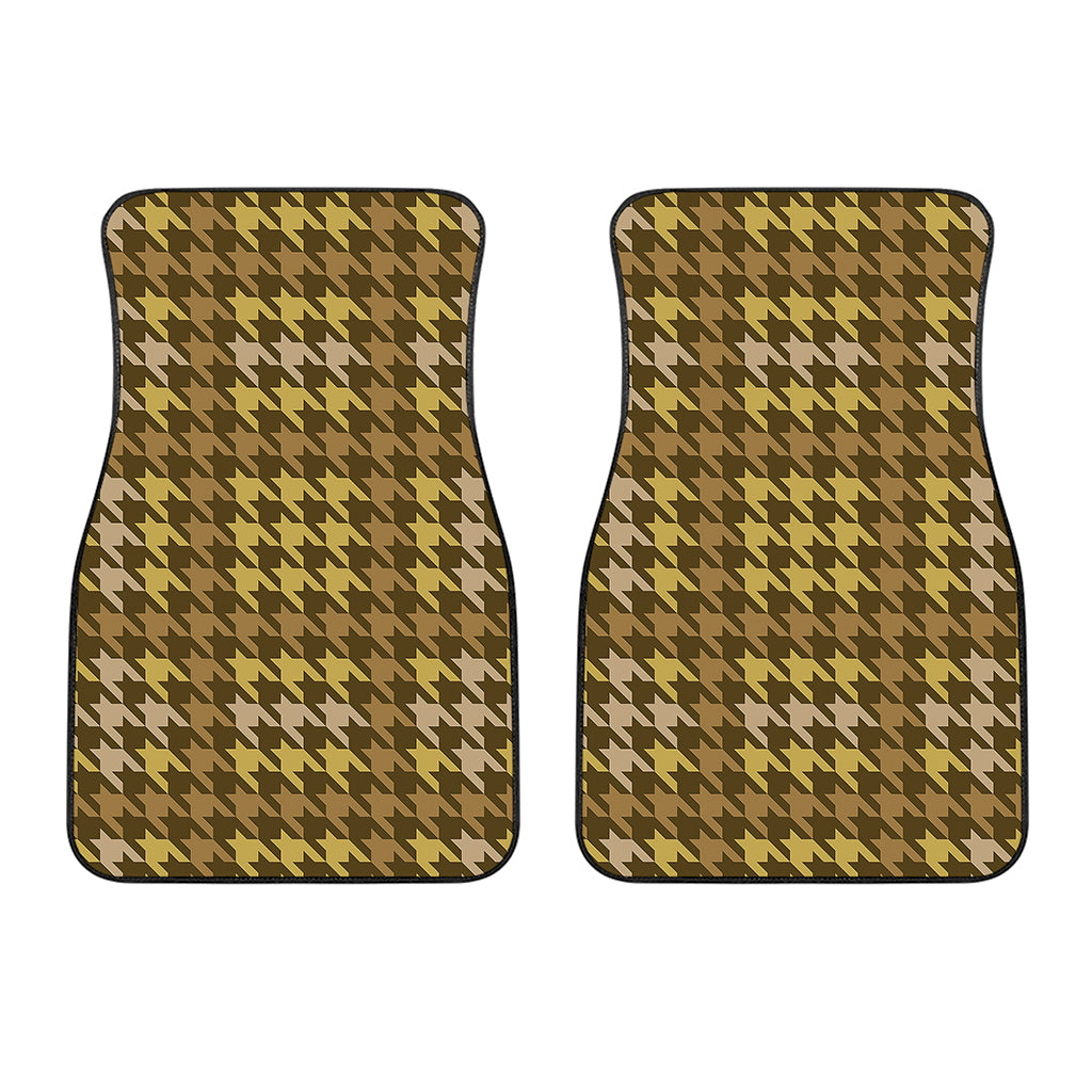 Brown And Tan Houndstooth Pattern Print Front Car Floor Mats