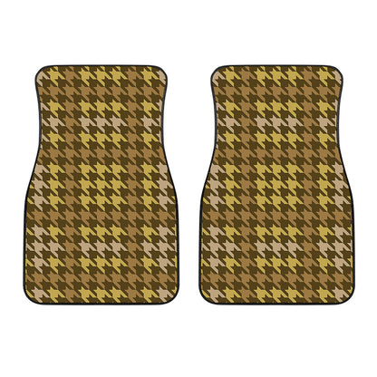 Brown And Tan Houndstooth Pattern Print Front Car Floor Mats