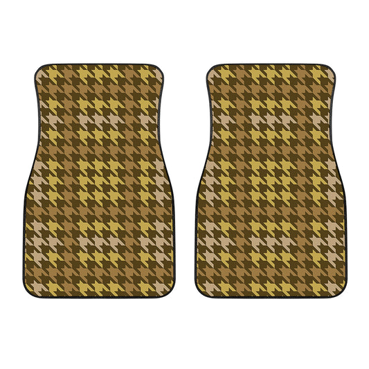 Brown And Tan Houndstooth Pattern Print Front Car Floor Mats