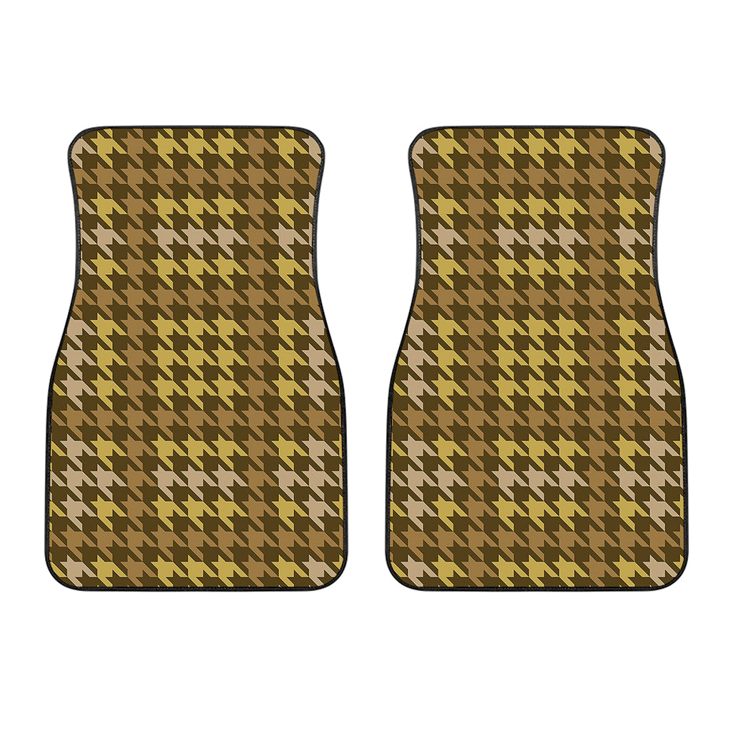 Brown And Tan Houndstooth Pattern Print Front Car Floor Mats