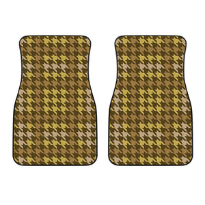 Brown And Tan Houndstooth Pattern Print Front Car Floor Mats