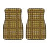 Brown And Tan Houndstooth Pattern Print Front Car Floor Mats