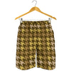 Brown And Tan Houndstooth Pattern Print Men's Shorts