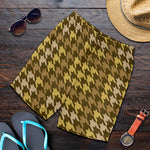 Brown And Tan Houndstooth Pattern Print Men's Shorts