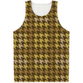 Brown And Tan Houndstooth Pattern Print Men's Tank Top