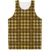 Brown And Tan Houndstooth Pattern Print Men's Tank Top