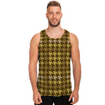 Brown And Tan Houndstooth Pattern Print Men's Tank Top