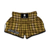 Brown And Tan Houndstooth Pattern Print Muay Thai Boxing Shorts