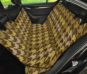 Brown And Tan Houndstooth Pattern Print Pet Car Back Seat Cover