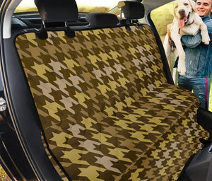 Brown And Tan Houndstooth Pattern Print Pet Car Back Seat Cover