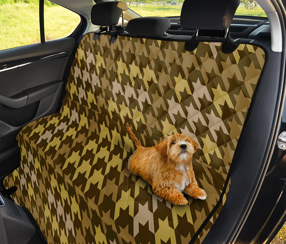 Brown And Tan Houndstooth Pattern Print Pet Car Back Seat Cover