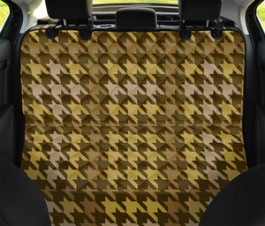 Brown And Tan Houndstooth Pattern Print Pet Car Back Seat Cover