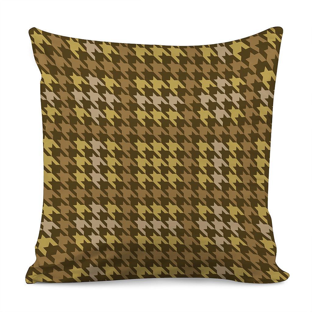 Brown And Tan Houndstooth Pattern Print Pillow Cover