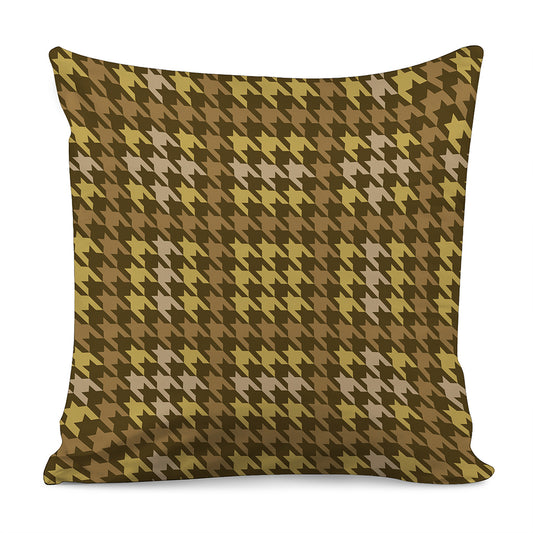 Brown And Tan Houndstooth Pattern Print Pillow Cover