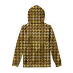 Brown And Tan Houndstooth Pattern Print Pullover Hoodie