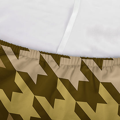 Brown And Tan Houndstooth Pattern Print Sofa Cover