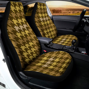 Brown And Tan Houndstooth Pattern Print Universal Fit Car Seat Covers