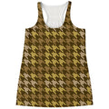 Brown And Tan Houndstooth Pattern Print Women's Racerback Tank Top