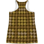 Brown And Tan Houndstooth Pattern Print Women's Racerback Tank Top