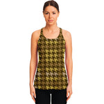 Brown And Tan Houndstooth Pattern Print Women's Racerback Tank Top