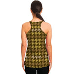 Brown And Tan Houndstooth Pattern Print Women's Racerback Tank Top