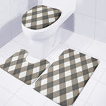 Brown And White Argyle Pattern Print 3 Piece Bath Mat Set