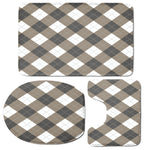 Brown And White Argyle Pattern Print 3 Piece Bath Mat Set