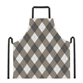 Brown And White Argyle Pattern Print Apron